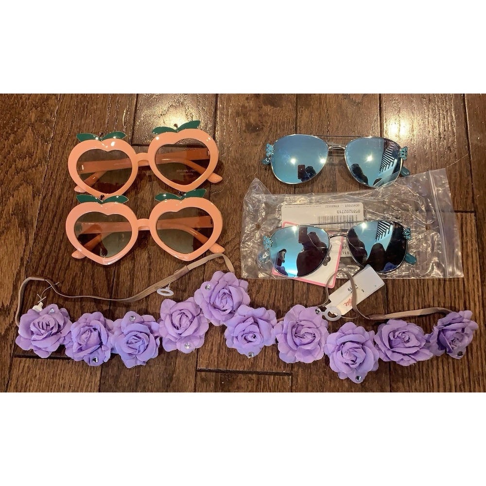 Lot Of 6 Justice Girls Sunglasses And Headband Multicolor